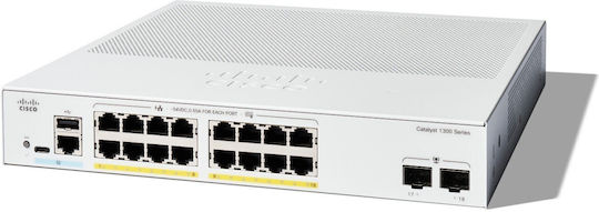 Cisco Catalyst 1300 Managed L2 / L3 Switch with 16 Ethernet Ports and 2 SFP Ports