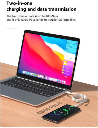 Devia EC042 USB 2.0 Cable USB-C male - USB-C 60W PD Λευκό 2m 379734