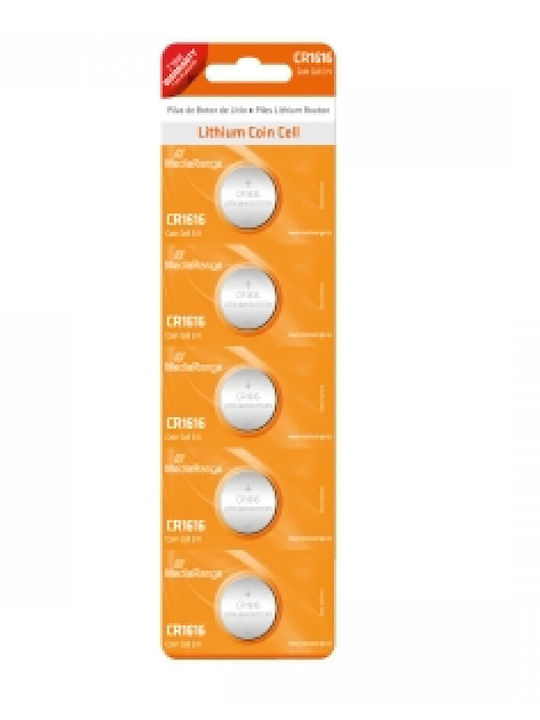MediaRange Lithium Coin Cell Μπαταρίες CR1616 3V 5τμχ
