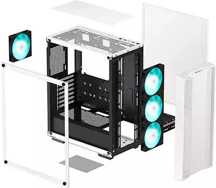 Deepcool CC560 v2 Гейминг Midi Tower Компютърна кутия със страничен прозорец Бял