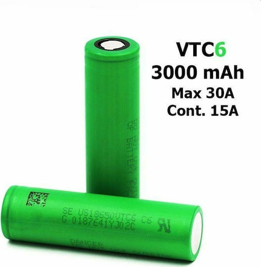 Murata VTC6A Επαναφορτιζόμενη Μπαταρία 18650 Li-ion 3000mAh 1τμχ