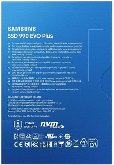 Samsung 990 EVO Plus SSD 1TB τύπου M.2 με σύνδεση PCI Express 5.0 (PS5 Compatible) MZ-V9S1T0BW