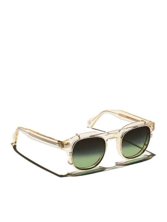 Moscot Cliptosh Unisex Sunglasses with Silver Metal Frame and Green Gradient Lens