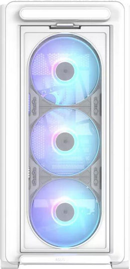 Asus A23 Plus Геймърско бюро Midi Tower Компютърна кутия със страничен прозорец и RGB осветление Бял