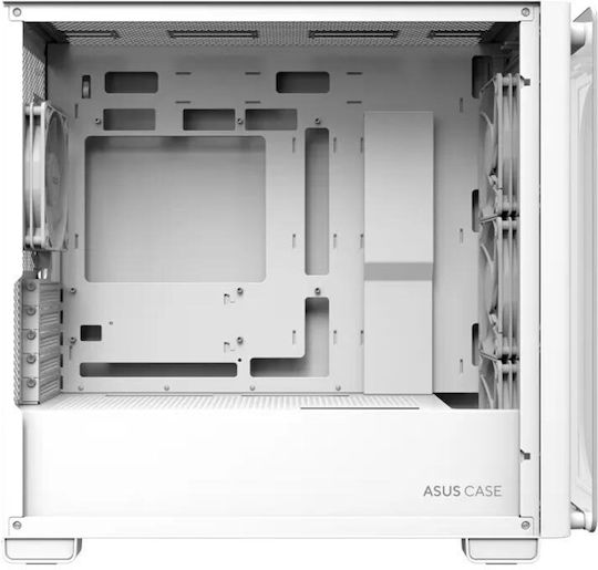 Asus A23 Plus Геймърско бюро Midi Tower Компютърна кутия със страничен прозорец и RGB осветление Бял