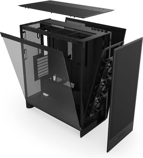 NZXT H7 Flow Gaming Midi Tower Κουτί Υπολογιστή με Πλαϊνό Παράθυρο Μαύρο