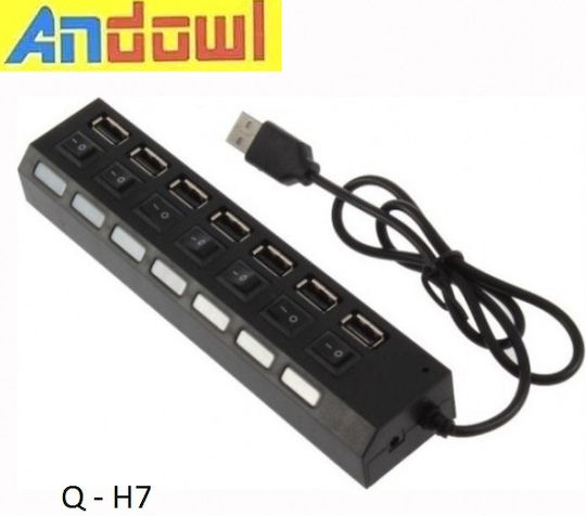 Andowl Qh7 Хъб 7 USB 2.0 Порта с USB-A Връзка