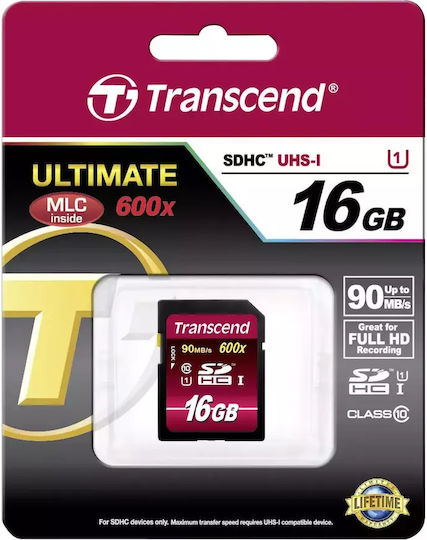 Transcend Ultimate 600x SDHC 16GB U1 UHS-I 90MB/s