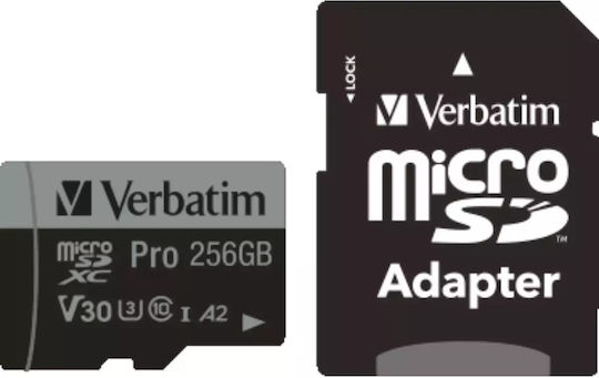 Verbatim Pro microSDXC 256GB U3 V30 A2 UHS-I 100MB/s mit Adapter