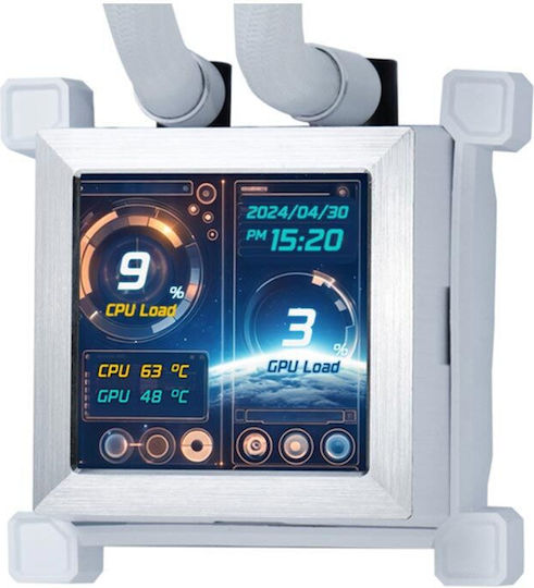 Lian Li Hydroshift LCD 360 R Wasserkühlung für Prozessor Dreifacher Ventilator 120mm für Sockel AM4/AM5/1700 Weiß