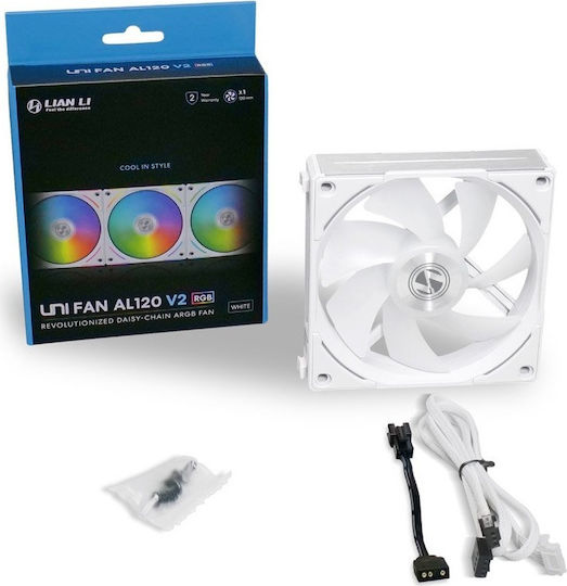 Lian Li UNI Fan AL v2 Ventilator Pentru Carcasă 120mm (2000rpm / 77.3cfm) cu Iluminare RGB și Conexiune 3-Pin / 4-Pin PWM Alb