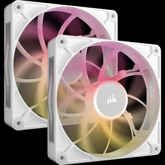 Corsair iCUE LINK RX140 MAX Case Fans (1600rpm / 102.9cfm) with RGB Lighting and 4-Pin PWM Connection 2pcs White