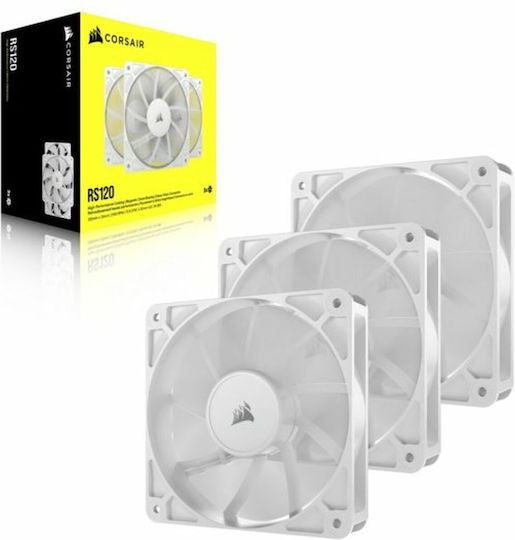 Corsair RS120 Case Fan 2100rpm 72.8cfm Without LED Lighting and 4-Pin PWM Connection 3pcs White