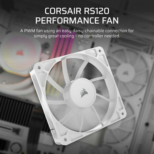 Corsair RS120 Case Fan 2100rpm 72.8cfm Without LED Lighting and 4-Pin PWM Connection 3pcs White
