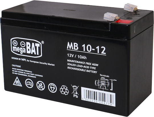 Megabat UPS Battery with Capacity 10Ah and Voltage 12V AKU.12V-10AH 1pcs