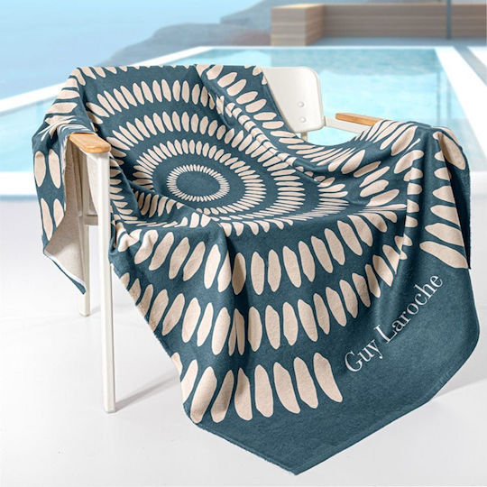 Guy Laroche Velour Printed Petrol Blue Beach Towel 175x100cm