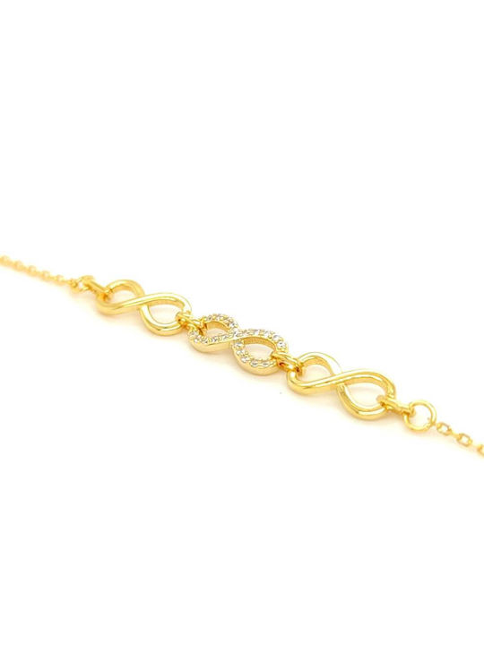 Women's bracelet, infinity with zirconia - silver (925°) - gold-plated