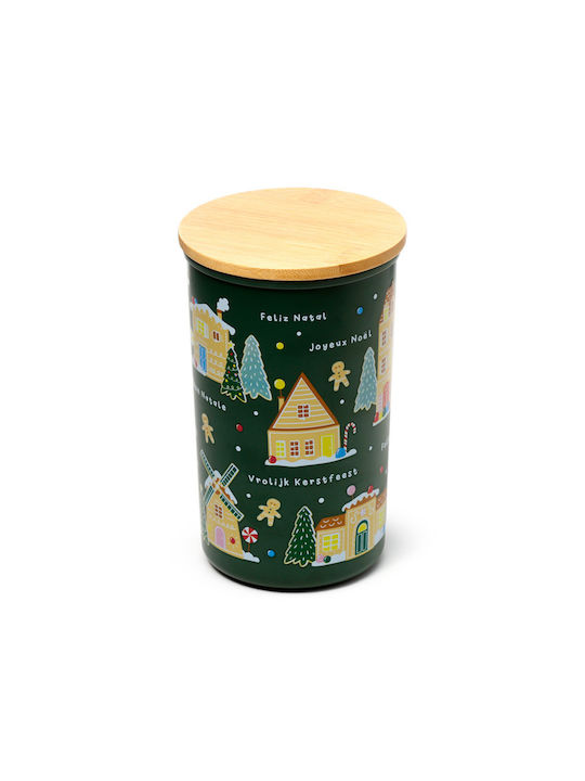 Βάζο Αποθήκευσης Bamboo Καπάκι Christmas Cookie