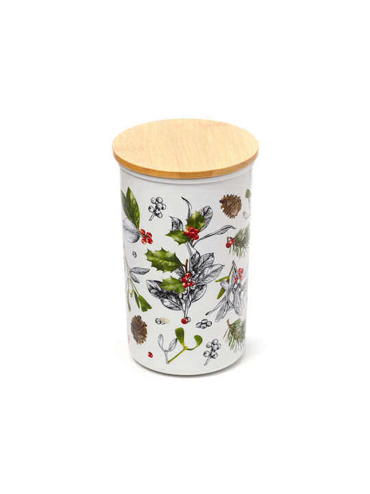 Aufbewahrungsglas mit Bambusdeckel Weihnachts-Winter-Botanisch