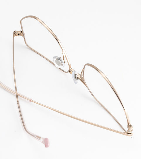 Woodys Barcelona Women's Metal Prescription Eyeglass Frame Made of Titanium Gold Myriad 02