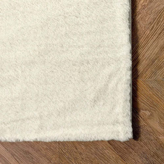To megalo pazari Anti-slip Rug Rectangular Furry Ecru