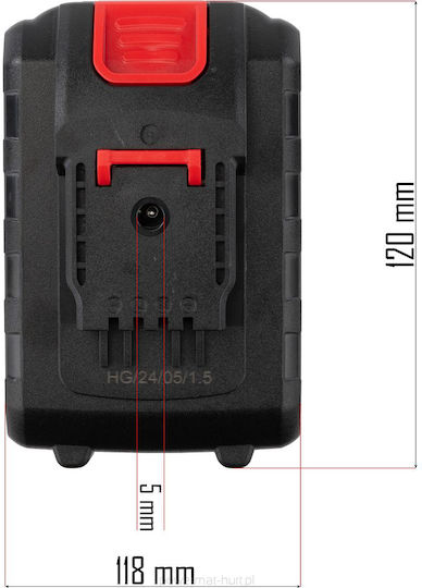 Червени градински ножици с батерия Technic модел Rtsa0063 Капацитет на батерията 2000 mAh Тегло 318g