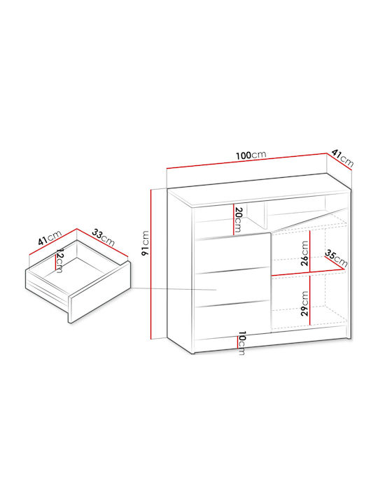 Aston V Wooden Chest of Drawers Fusiko-mavro 100x41x91cm