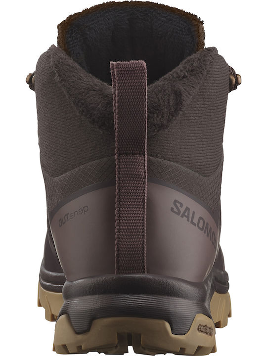 Salomon Winter Outsnap Women's Hiking Waterproof Burgundy Boots