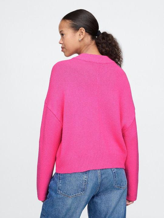 Women's Long Sleeve Sweater Cotton with V Neckline Phlox Pink