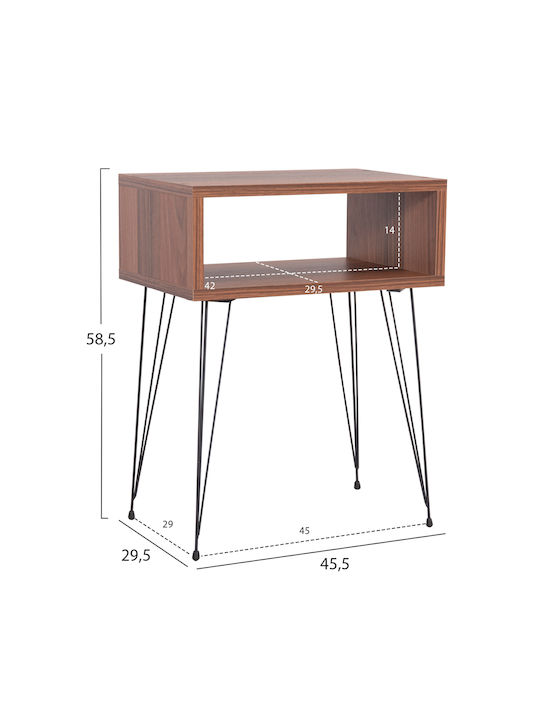 Κομοδίνο Todd Ξύλινο με Μεταλλικά Πόδια Καφέ 45.5x29.5x58.5cm