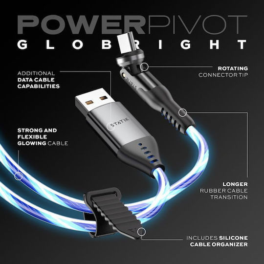 Statik LED USB 2.0 Cable USB-C male - USB-A 60W Μαύρο 2m PUP-0465-6FT-CC