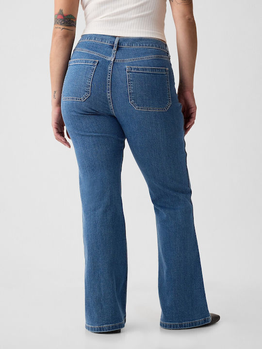 '70s Hoch tailliert Damenjeans Schlaghose Medium Indigo