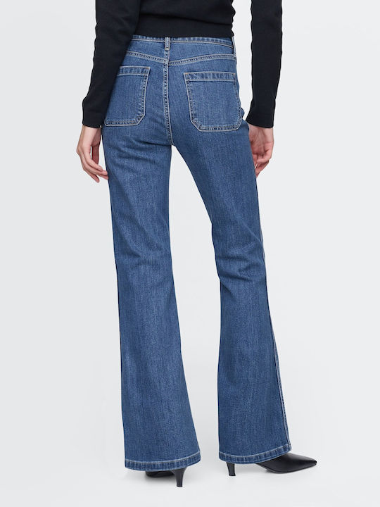 '70s Hoch tailliert Damenjeans Schlaghose Medium Indigo