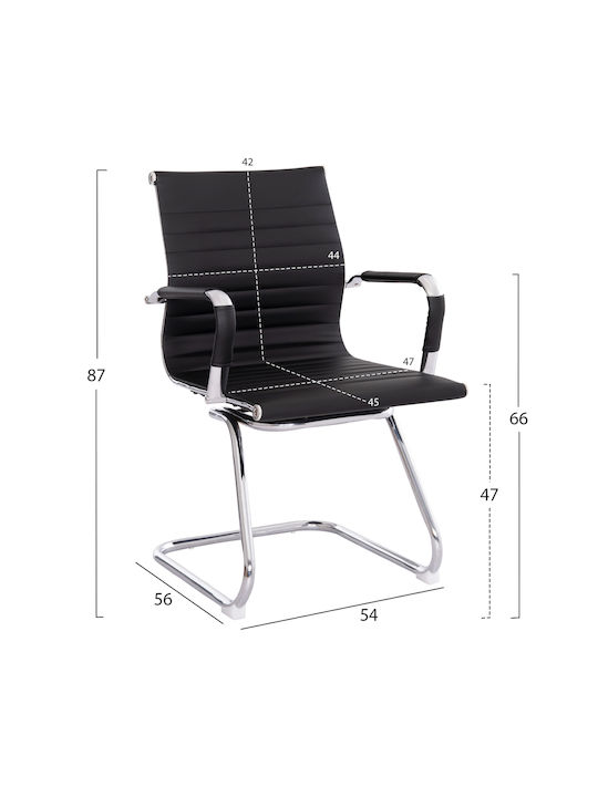 Chair Visitor Boss with Arms in Black Color 54x56x87cm 2pcs