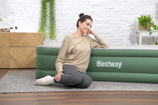 Bestway Φουσκωτό Στρώμα Ύπνου Διπλό με Ενσωματωμένη Ηλεκτρική Αντλία 203x152x46εκ. Πράσινο