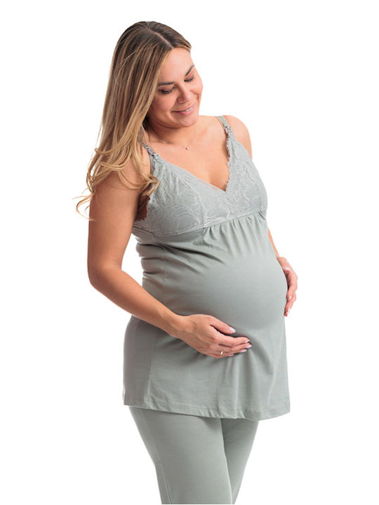Angel's Secret Pajamas with Maternity Robe & Nursing in Green color