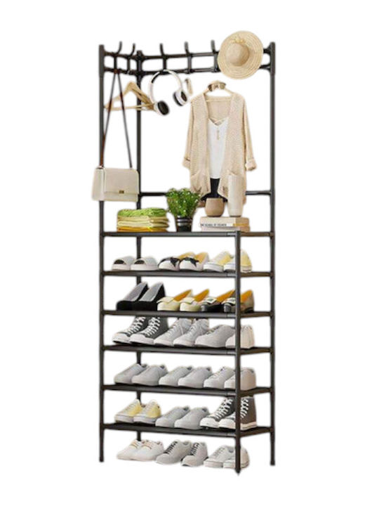 Floor Garment Rack made of Metal Black 60x30x177cm