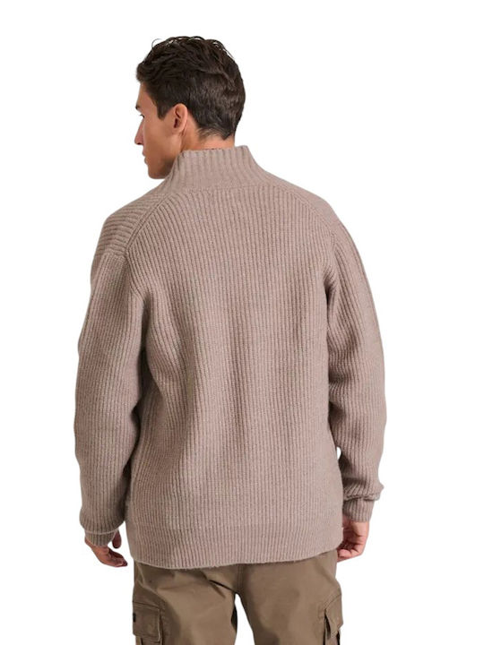 Funky Buddha Men's Knitted Cardigan Cigar Mel Beige