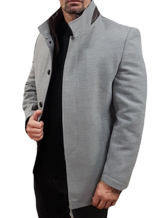 Lexton Men's Half Coat Grey, Gray Melange