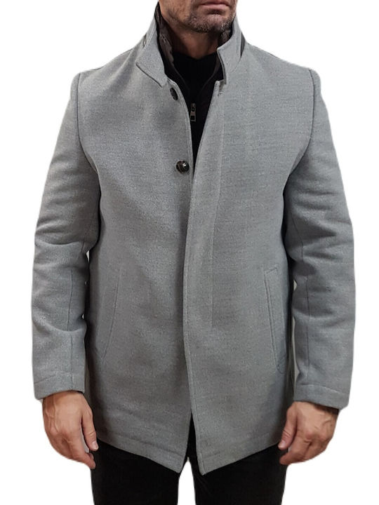 Men's Half Coat Grey, Gray Melange