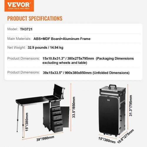 Vevor Metallic Cosmetic Case Black
