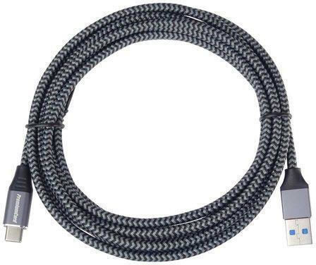 PremiumCord Braided USB 3.0 Cable USB-C male - USB-A 60W Γκρι 3m