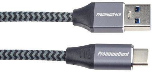 PremiumCord Braided USB 3.0 Cable USB-C male - USB-A 60W Γκρι 3m