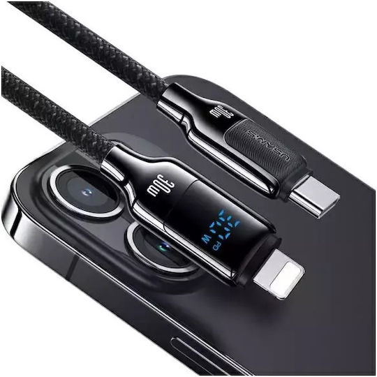 Usams Fast Braided USB-C to Lightning Cable 30W Μαύρο 1.2m