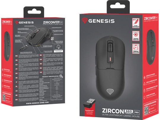Genesis Zircon 660 Pro Wireless Gaming Mouse 26000 DPI Black