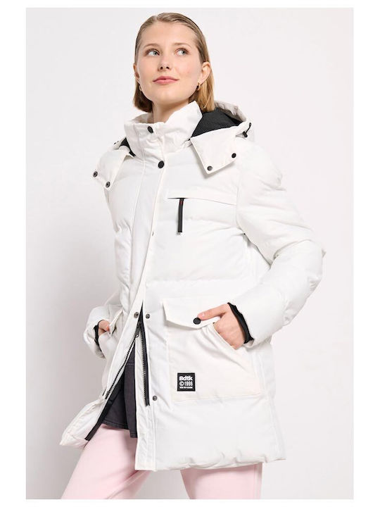 Lang Damen Puffer Jacke white