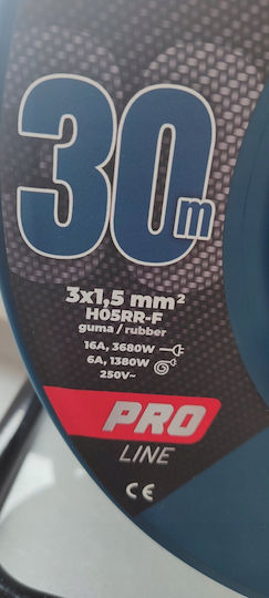 Plastrol mit Kabel 30m Durchmesser 3 x 1.5mm² Wasserdicht Blau