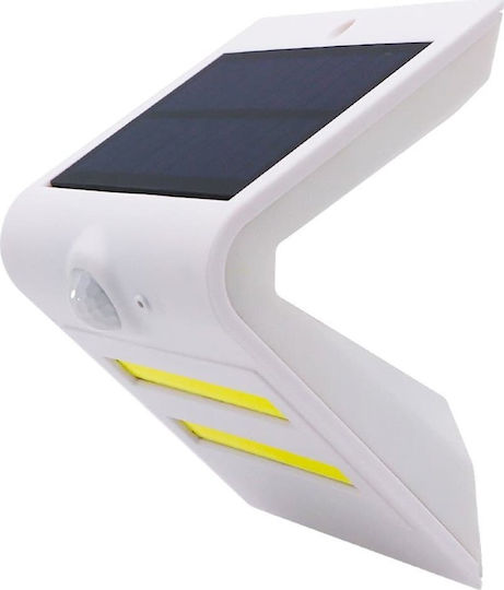 ab-com Φωτιστικό Επιτοίχιο Ηλιακό Φωτιστικό 1.8W Ψυχρό Λευκό 6000K με Αισθητήρα Κίνησης και Φωτοκύτταρο IP65