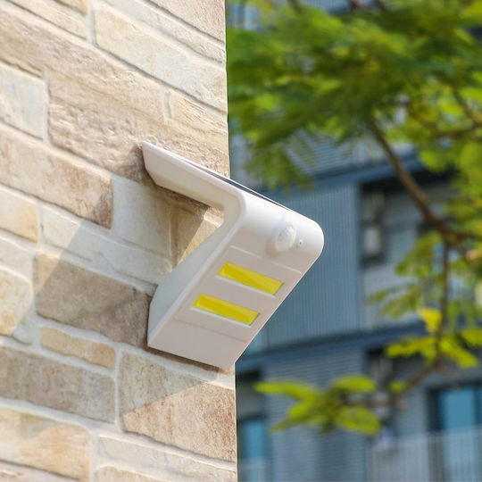 ab-com Φωτιστικό Επιτοίχιο Ηλιακό Φωτιστικό 1.8W Ψυχρό Λευκό 6000K με Αισθητήρα Κίνησης και Φωτοκύτταρο IP65