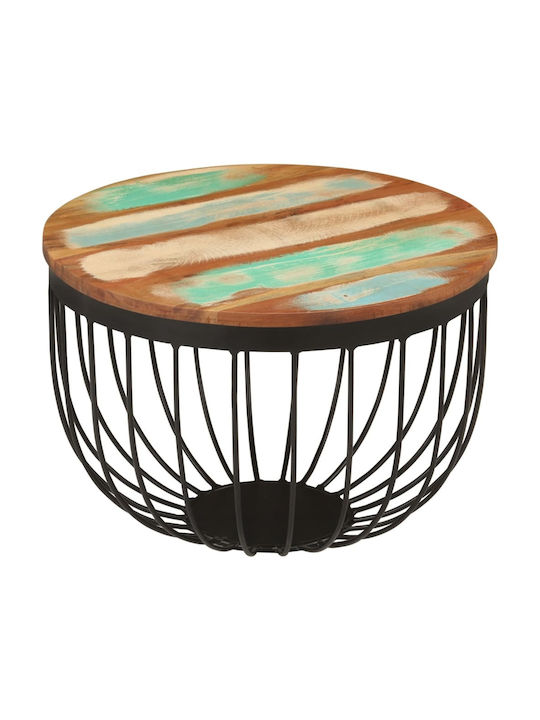 Round Side Table Made of Solid Wood Multicolour 50x50x35 cm